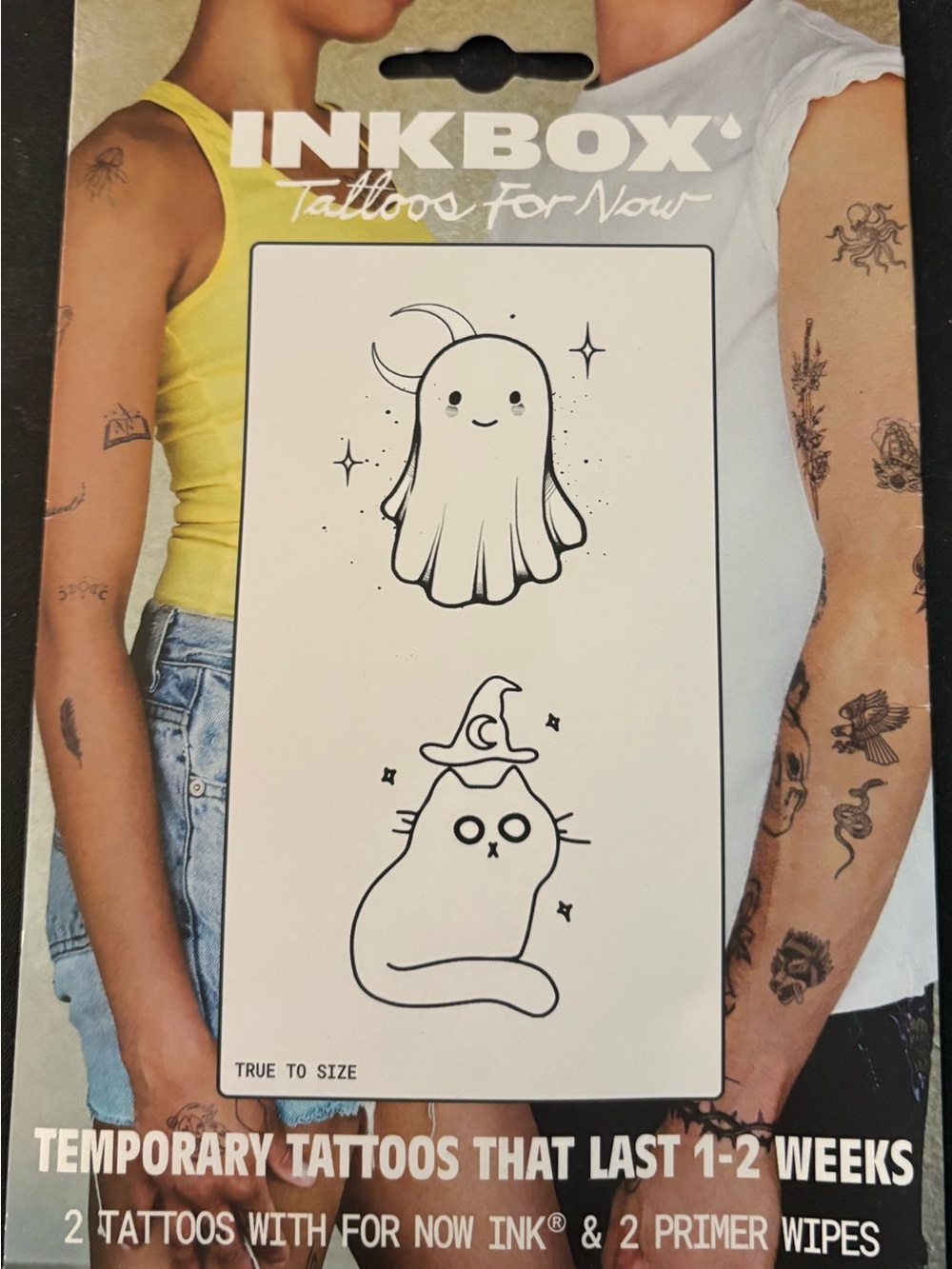 Halloween Temporary Tattoos - Black Ghost & Witch Cat